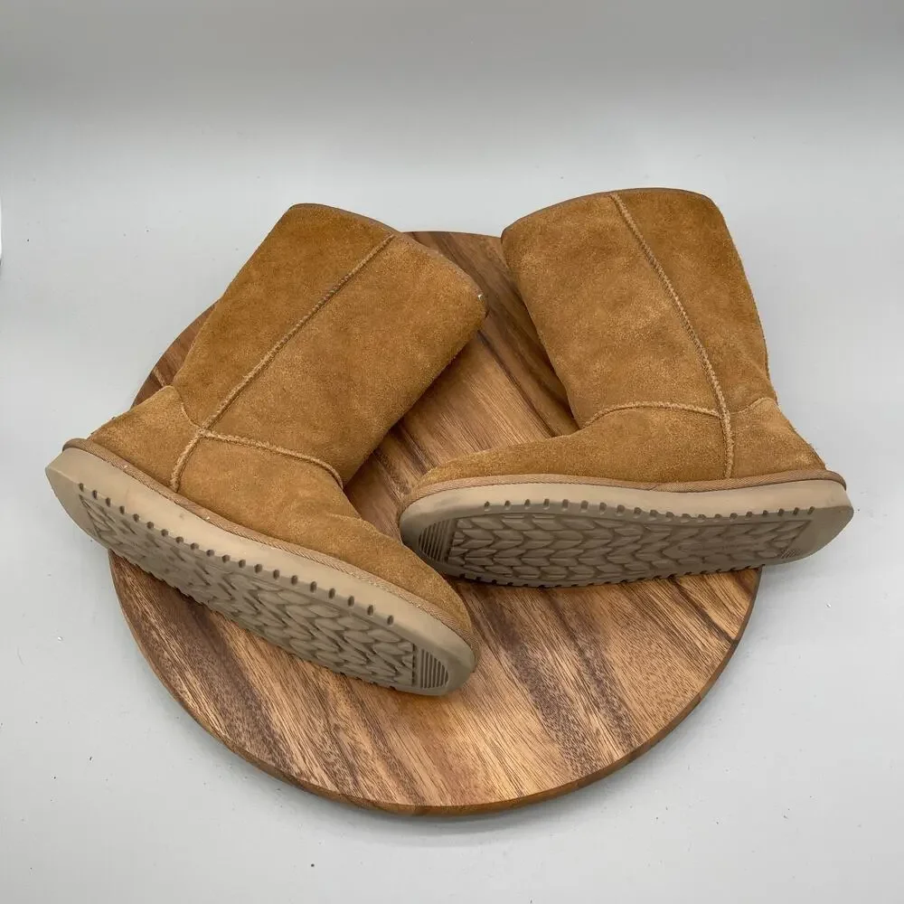 Koolaburra by UGG Victoria Tall Boots Womens 9 Chestnut Suede Faux Fur Shearling